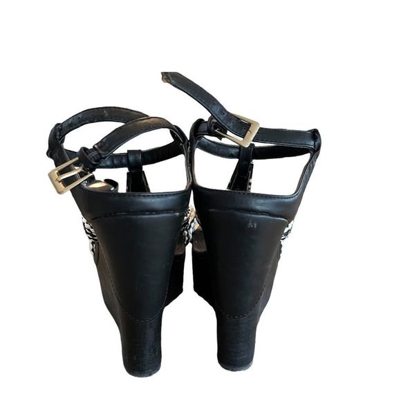 COPY - Aldo black and white genuine leather wedge heels size 6.5 - Picture 3 of 6
